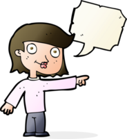 cartone animato puntamento persona con discorso bolla png