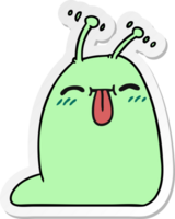 hand drawn sticker cartoon of a happy kawaii slug png