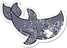 distressed sticker of a cartoon shark png