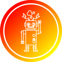 defect robot circulaire icoon met warm helling af hebben png