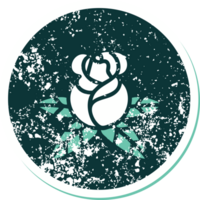 iconic distressed sticker tattoo style image of a single rose png