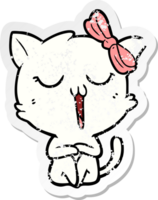 distressed sticker of a cartoon cat png