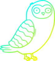 cold gradient line drawing of a cartoon owl png