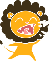 lion rugissant de dessin animé de style plat couleur png