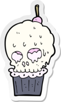 klistermärke av en tecknad spöklik skalle cupcake png