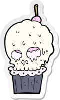 adesivo de um cupcake de caveira assustador de desenho animado png