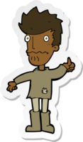 sticker of a cartoon worried man giving thumbs up symbol png