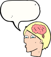 cartoon head with brain symbol with speech bubble png