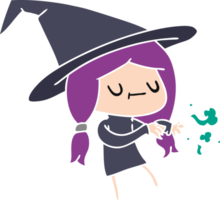 hand drawn cartoon of cute kawaii witch png