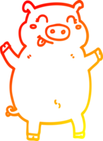 warm gradient line drawing of a cartoon pig png