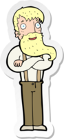 sticker of a cartoon bearded hipster man png