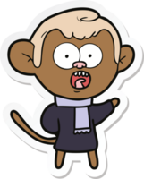 sticker of a cartoon shocked monkey png