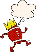 football with crown cartoon  with thought bubble in comic book style png