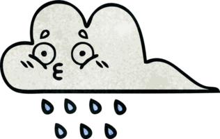 retro grunge structuur tekenfilm van een regen wolk png