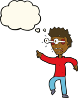 cartoon man with popping out eyes with thought bubble png