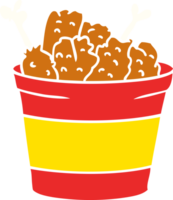 mão desenhado desenho animado rabisco balde do frito frango png
