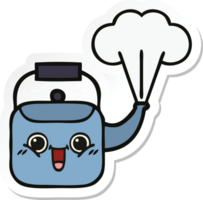 sticker of a cute cartoon steaming kettle png