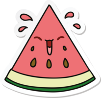 sticker of a quirky hand drawn cartoon watermelon png