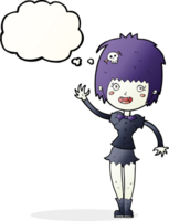 cartoon waving vampire girl with thought bubble png