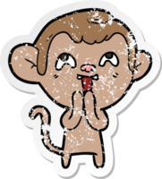 distressed sticker of a crazy cartoon monkey png