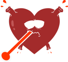 corazón insalubre de dibujos animados de estilo de color plano png