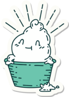 sticker of a tattoo style ice cream character png