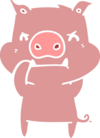 cochon de dessin animé de style couleur plat en colère png