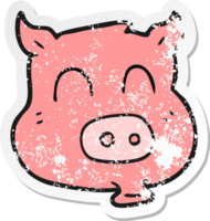 retro distressed sticker of a cartoon pig png