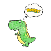 hand drawn thought bubble textured cartoon hungry dinosaur png