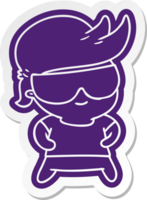 cartoon sticker kawaii kid with shades png