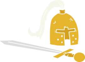 hand drawn cartoon doodle of a medieval helmet and sword png