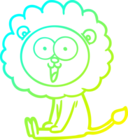 frío degradado línea dibujo de un contento dibujos animados león png