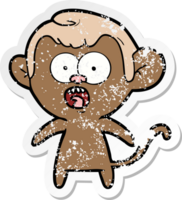 autocollant en détresse d'un singe choqué de dessin animé png