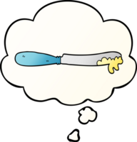 cartoon butter knife with thought bubble in smooth gradient style png