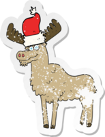 retro distressed sticker of a cartoon christmas moose png