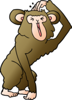 chimpancé de dibujos animados rascándose la cabeza png