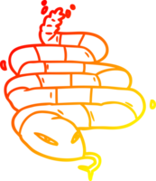 chaud pente ligne dessin de une dessin animé toxique serpent png