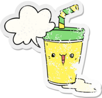 cute cartoon soda with speech bubble distressed distressed old sticker png