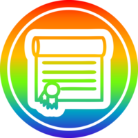 diploma certificaat icoon met regenboog helling af hebben png