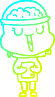 cold gradient line drawing of a happy cartoon robot png