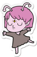 sticker of a cartoon alien girl png