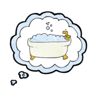 hand drawn thought bubble textured cartoon bathtub png