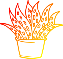 warm gradient line drawing of a cartoon house plant png