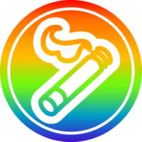 zündete Zigarette kreisförmig Symbol mit Regenbogen Gradient Fertig png