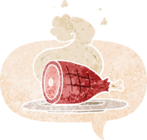 desenho animado cozinhou carne com discurso bolha png