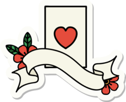 tattoo style sticker with banner of the ace of hearts png