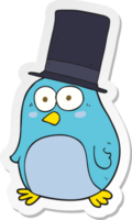 sticker of a cartoon bird wearing top hat png