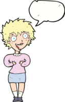 cartoon excited woman with speech bubble png