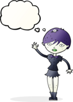 cartoon vampire girl waving with thought bubble png