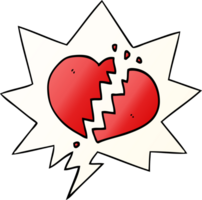 cartoon broken heart with speech bubble in smooth gradient style png